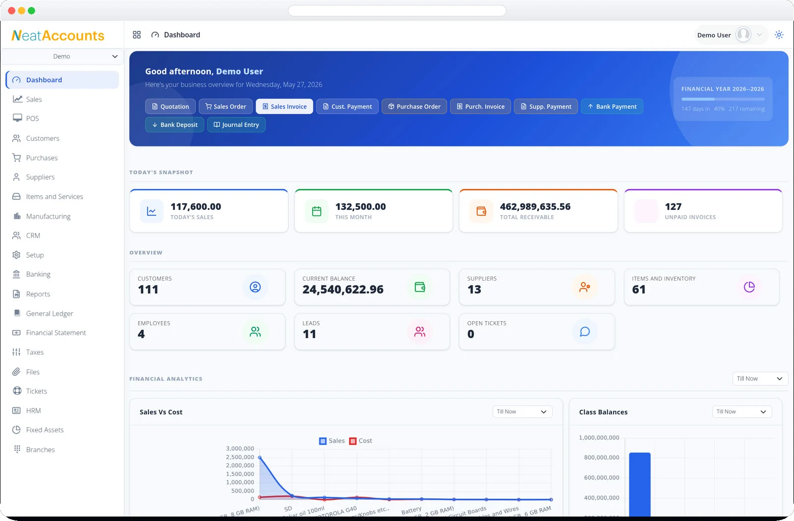 NeatAccounts screen